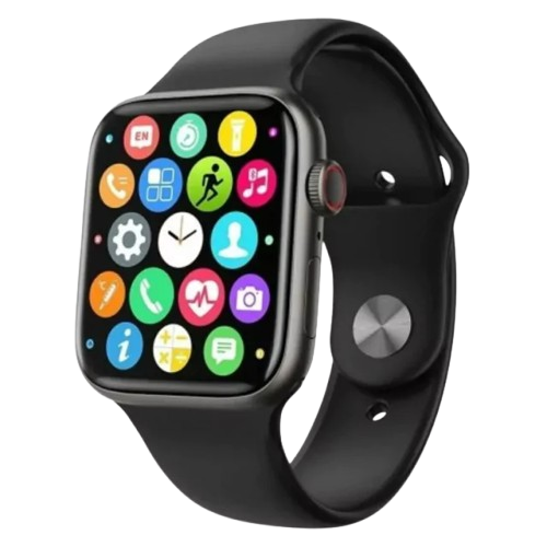 Foto de um Smartwatch com pulseira preta